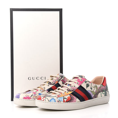 Gucci Calfskin Web Flora Snake Mens Ace Sneakers 11 White Multicolor 9 of 9