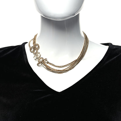 Chanel Multi Strand Chain Baguette Crystal CC Necklace Gold 2 of 5