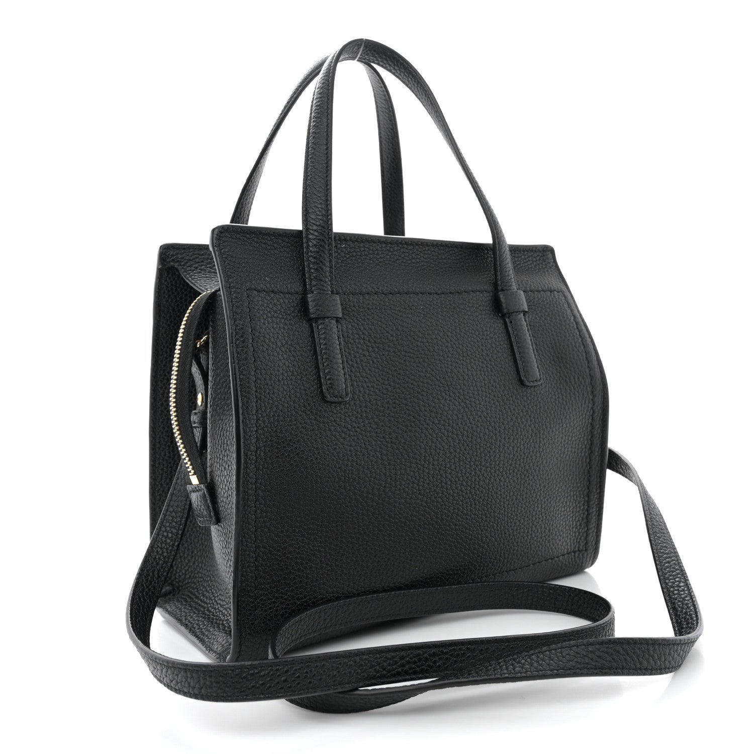 Salvatore Ferragamo Grained Calfskin Double Handle Small Amy Tote Black 3 of 11