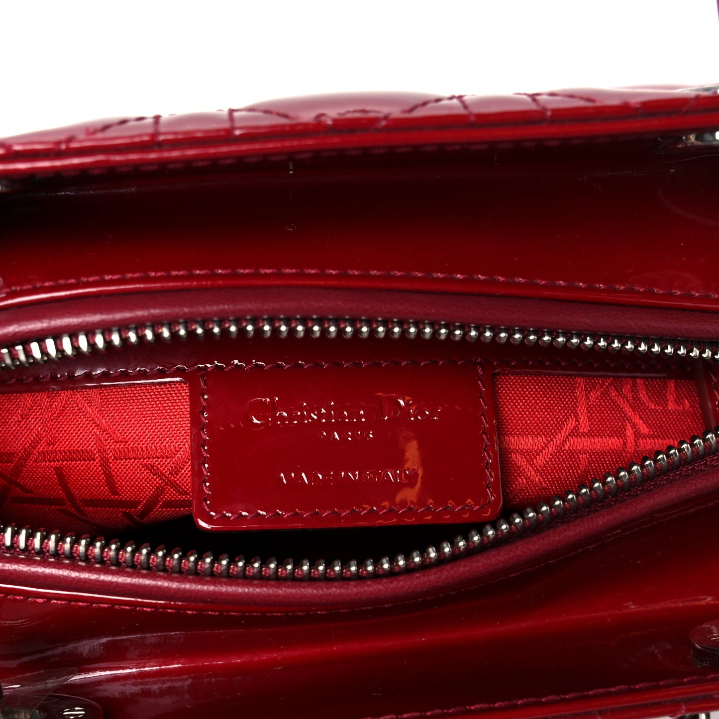 Patent Cannage Medium Lady Dior Red