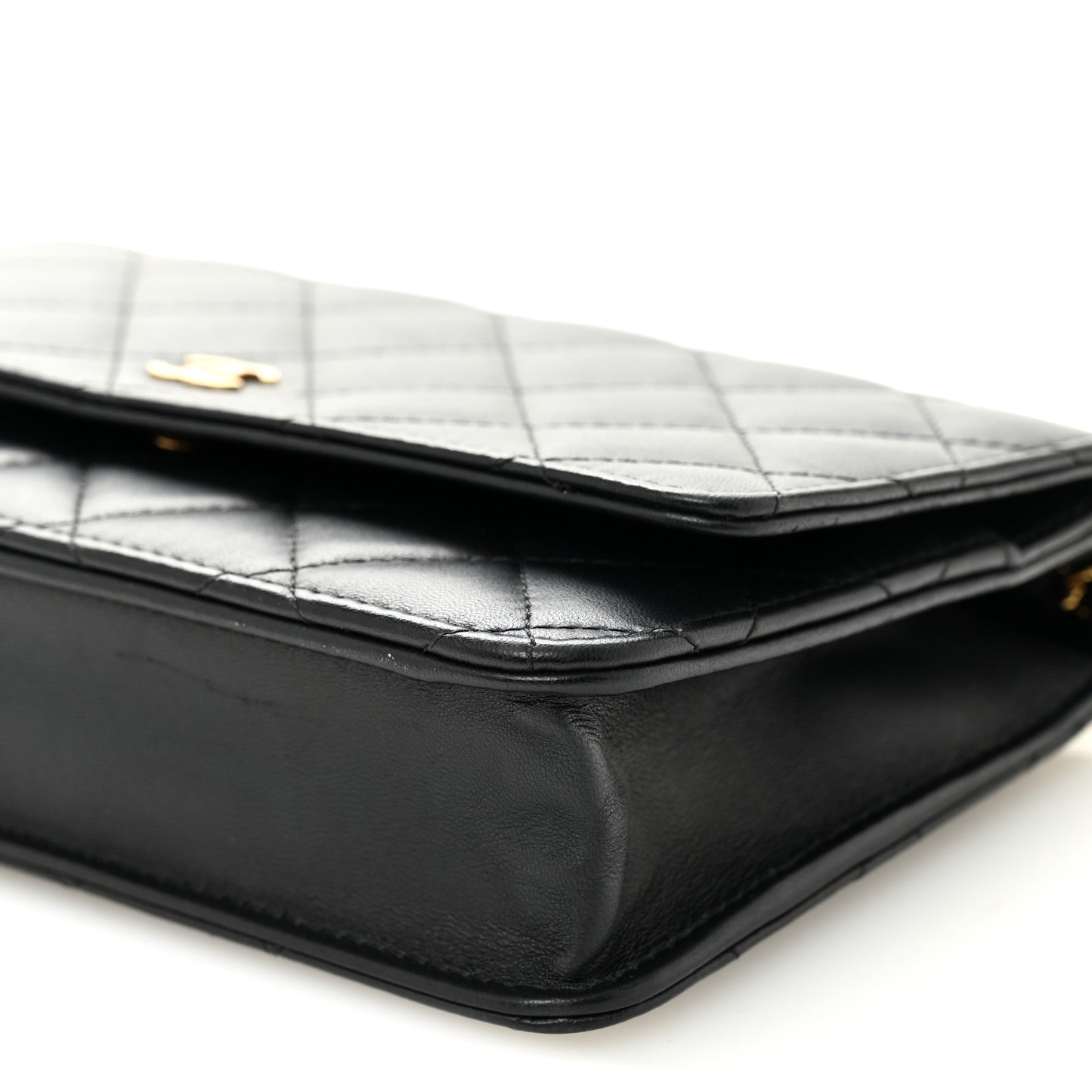 Lambskin Quilted Wallet On Chain WOC Black