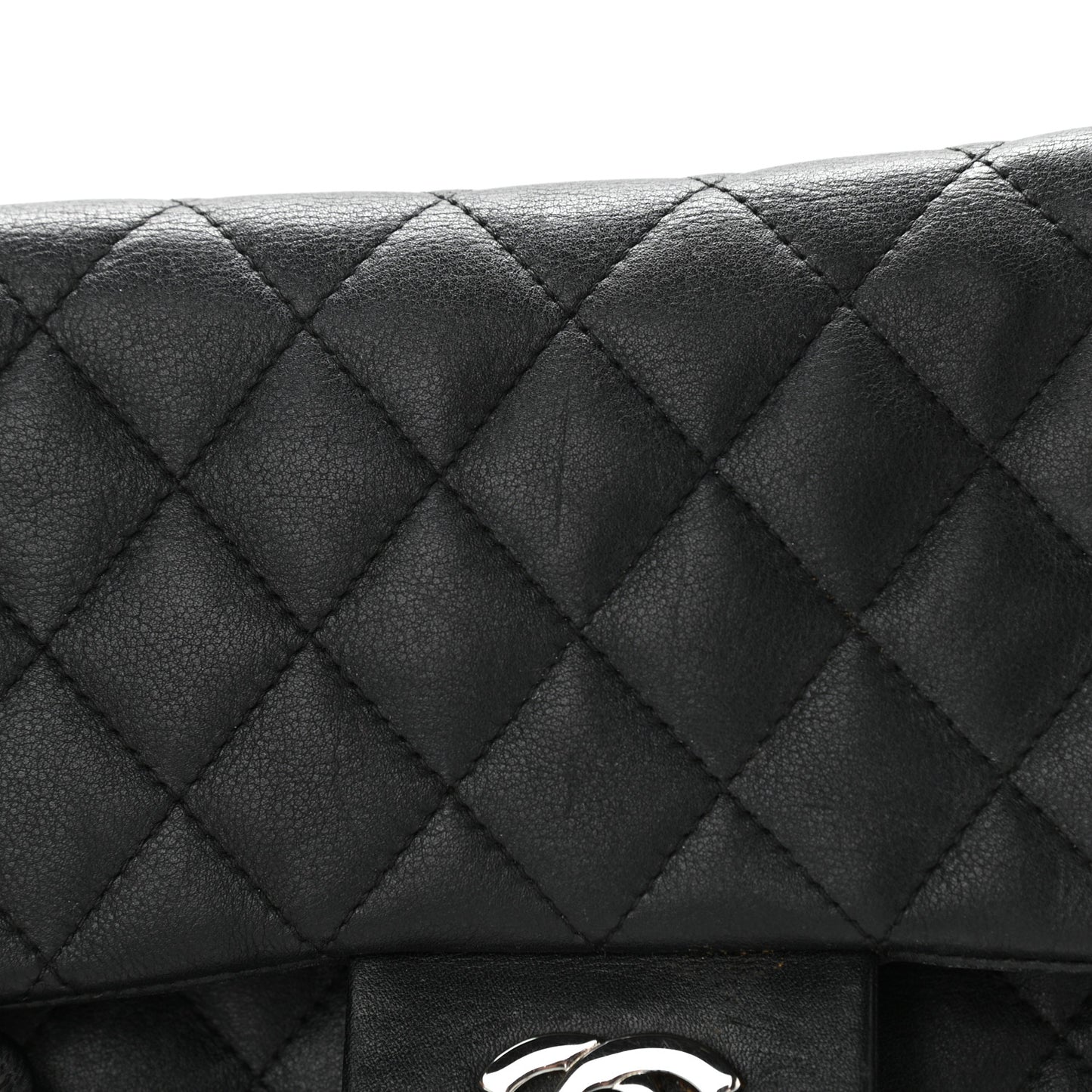 Calfskin Quilted Large Cambon Flap Black White