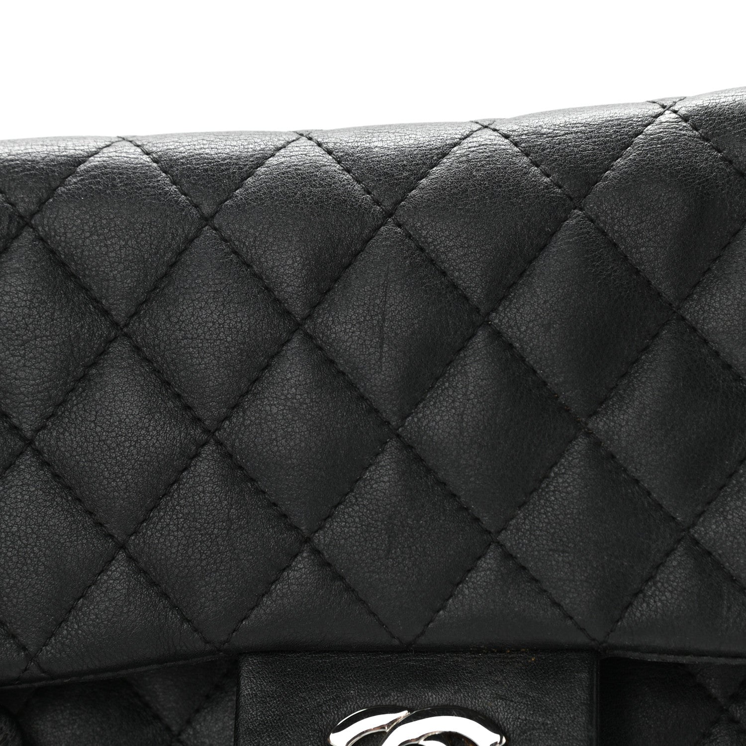 Chanel Calfskin Quilted Large Cambon Flap Black White 17 of 25