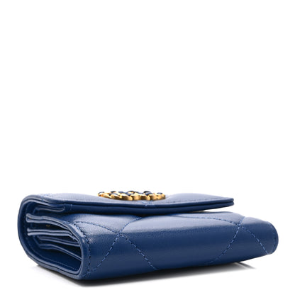Chanel Goatskin Quilted Chanel 19 Small Flap Wallet  Blue 4 of 13