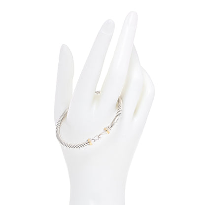 David Yurman Sterling Silver 18K Yellow Gold 4mm Cable Classic Buckle Bracelet 2 of 5
