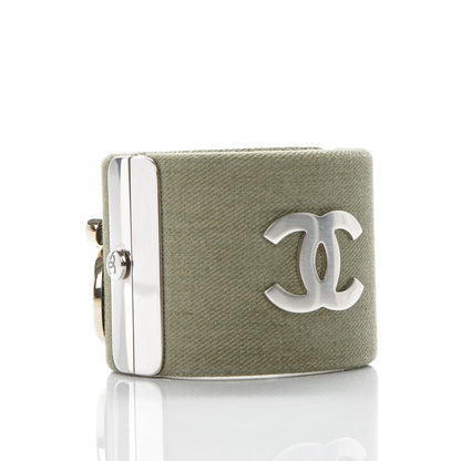 Chanel Canvas Pearl Enamel CC Cuff Green 3 of 5
