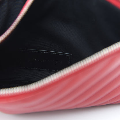 Saint Laurent Grain De Poudre Chevron Monogram Bill Pouch Rouge Eros 7 of 8