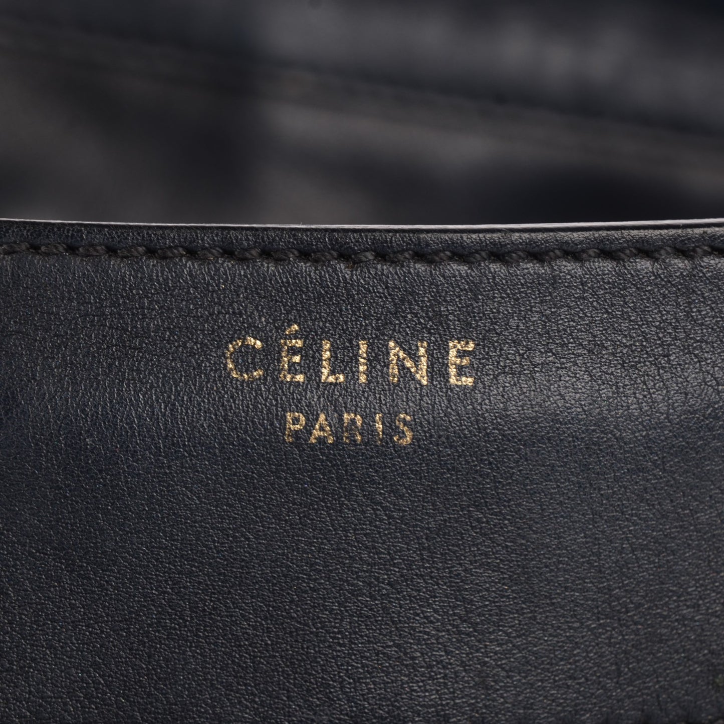 Calfskin Denim Mini Luggage Black Navy
