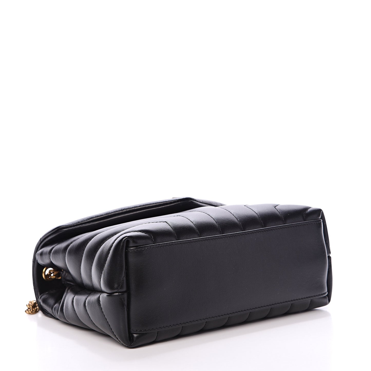 Calfskin Y Quilted Monogram Small Loulou Chain Satchel Black