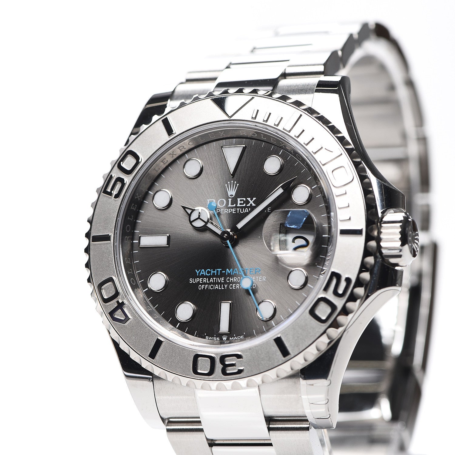Rolex Stainless Steel Platinum 40mm Oyster Perpetual Date Yacht-Master Watch Slate 126622 8 of 10