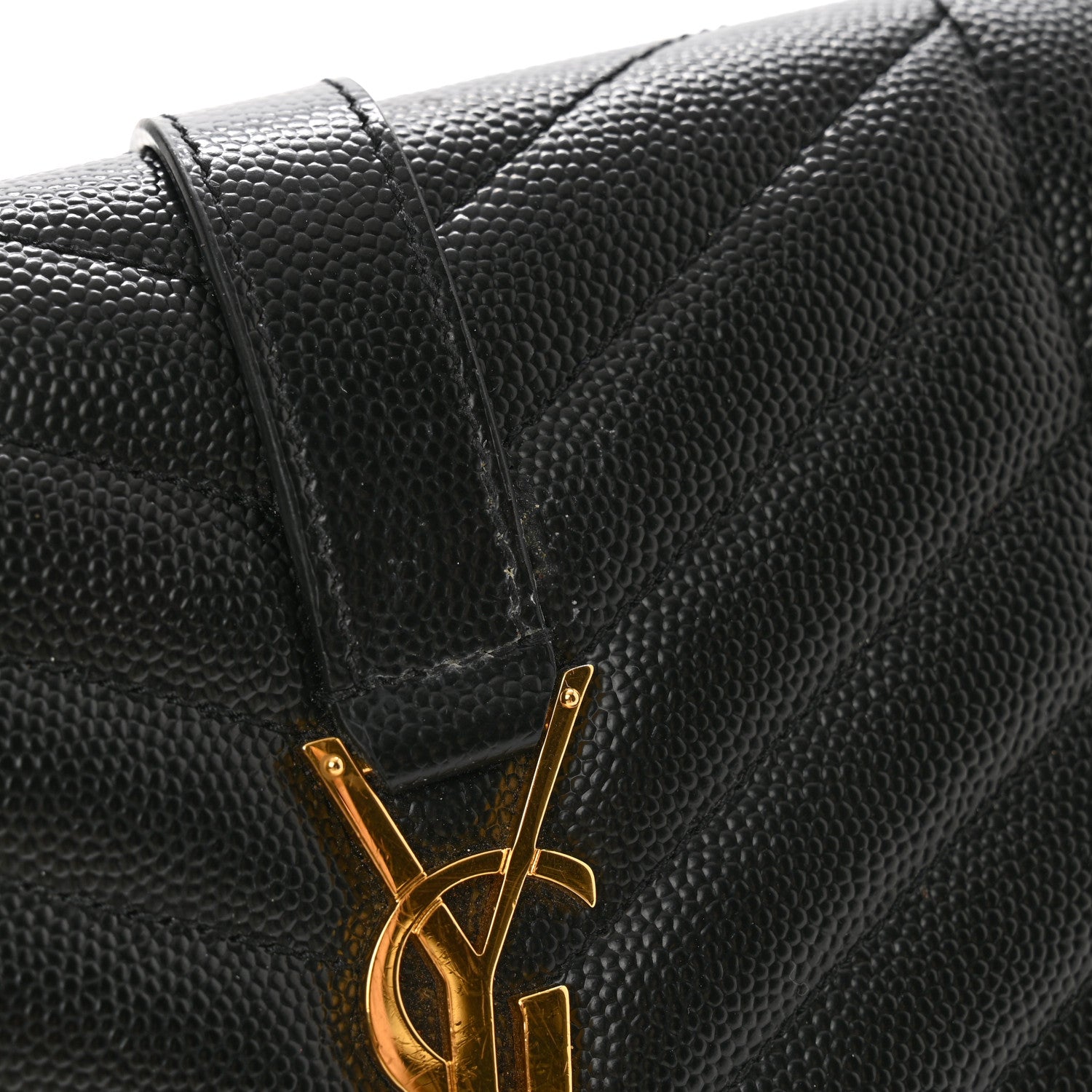 Saint Laurent Grain De Poudre Textured Mixed Matelasse Triquilt Monogram Clutch Black 8 of 12
