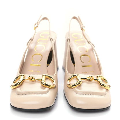 Gucci Malaga Kid Horsebit 75mm Slingback Pumps 35.5 Skin Rose 2 of 8