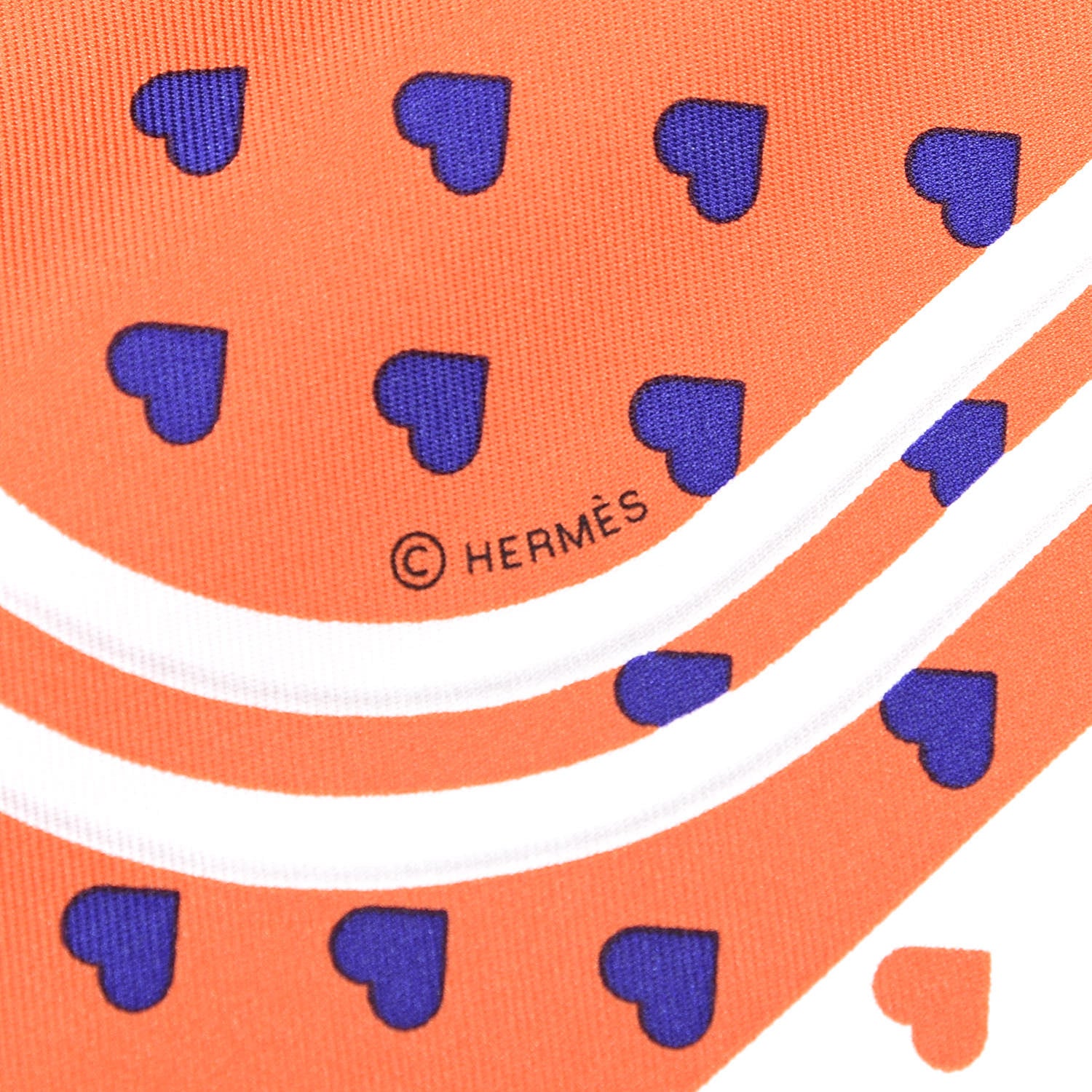 Hermes Silk Brides De Gala Love Pocket Square Orange Marine White 4 of 4