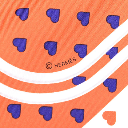 Hermes Silk Brides De Gala Love Pocket Square Orange Marine White 4 of 4