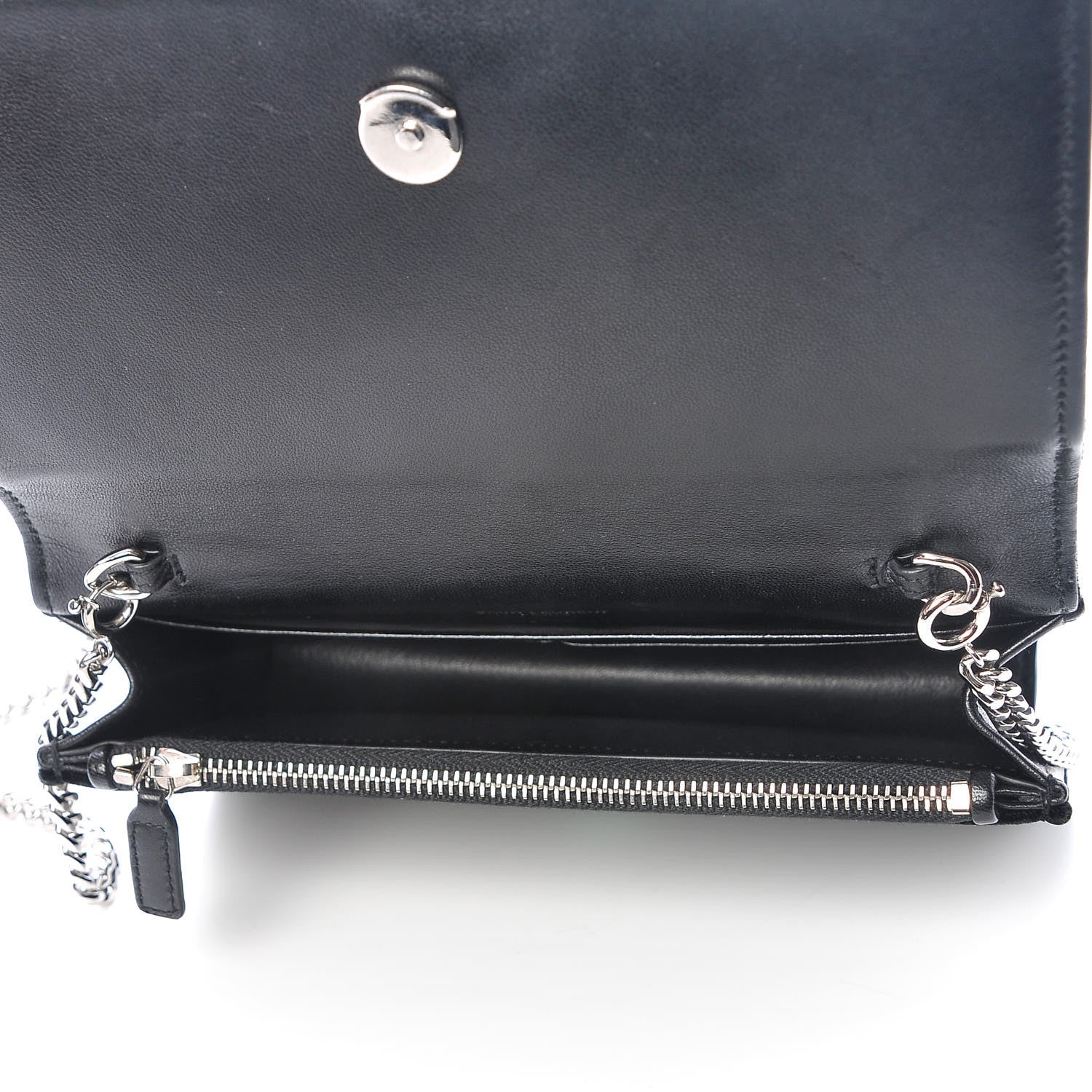 Saint Laurent Velvet Crystal Monogram Tassel Chain Wallet Black 5 of 6