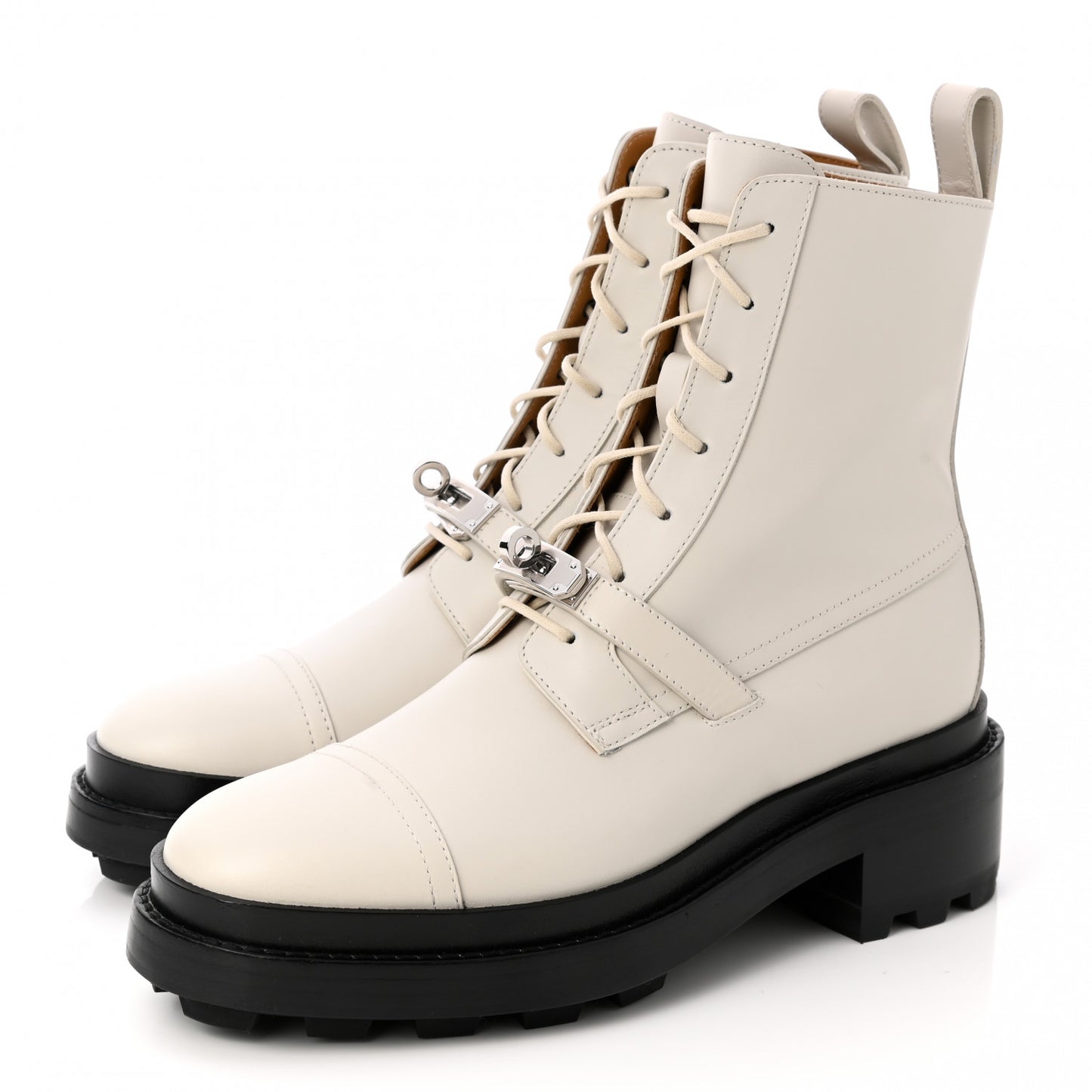 Glossed Calfskin Funk Ankle Boots 37.5 Beige Glaise