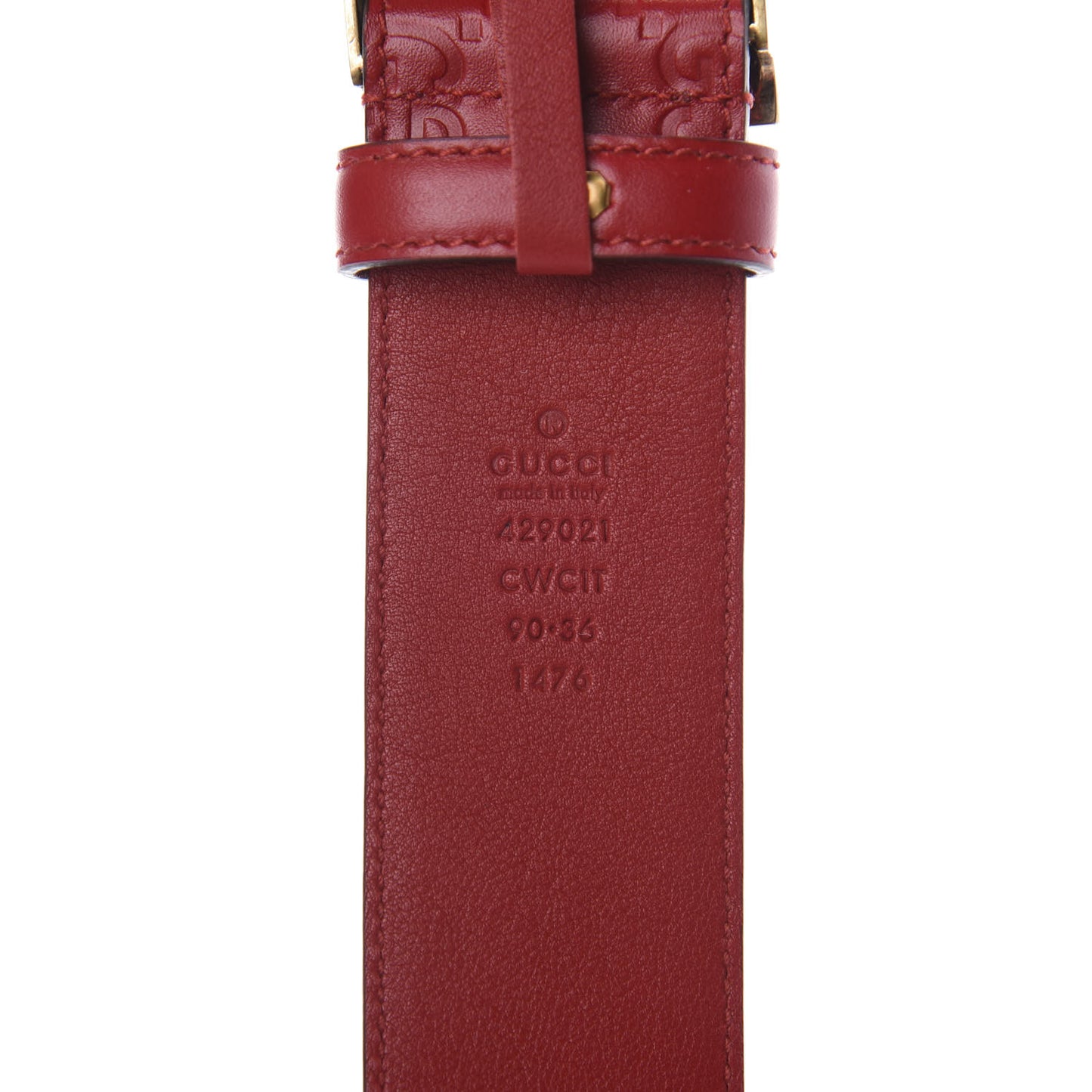 Guccissima Feline Plaque Belt 90 36 Hibiscus Red