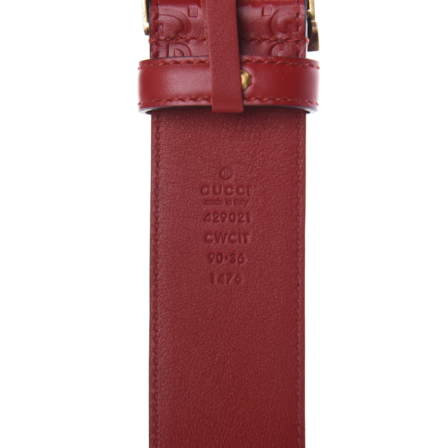 Gucci Guccissima Feline Plaque Belt 90 36 Hibiscus Red 5 of 5