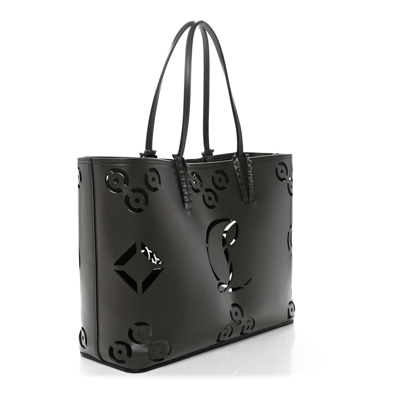 Christian Louboutin Calfskin Paris CL Logo Perforated Cabata Tote