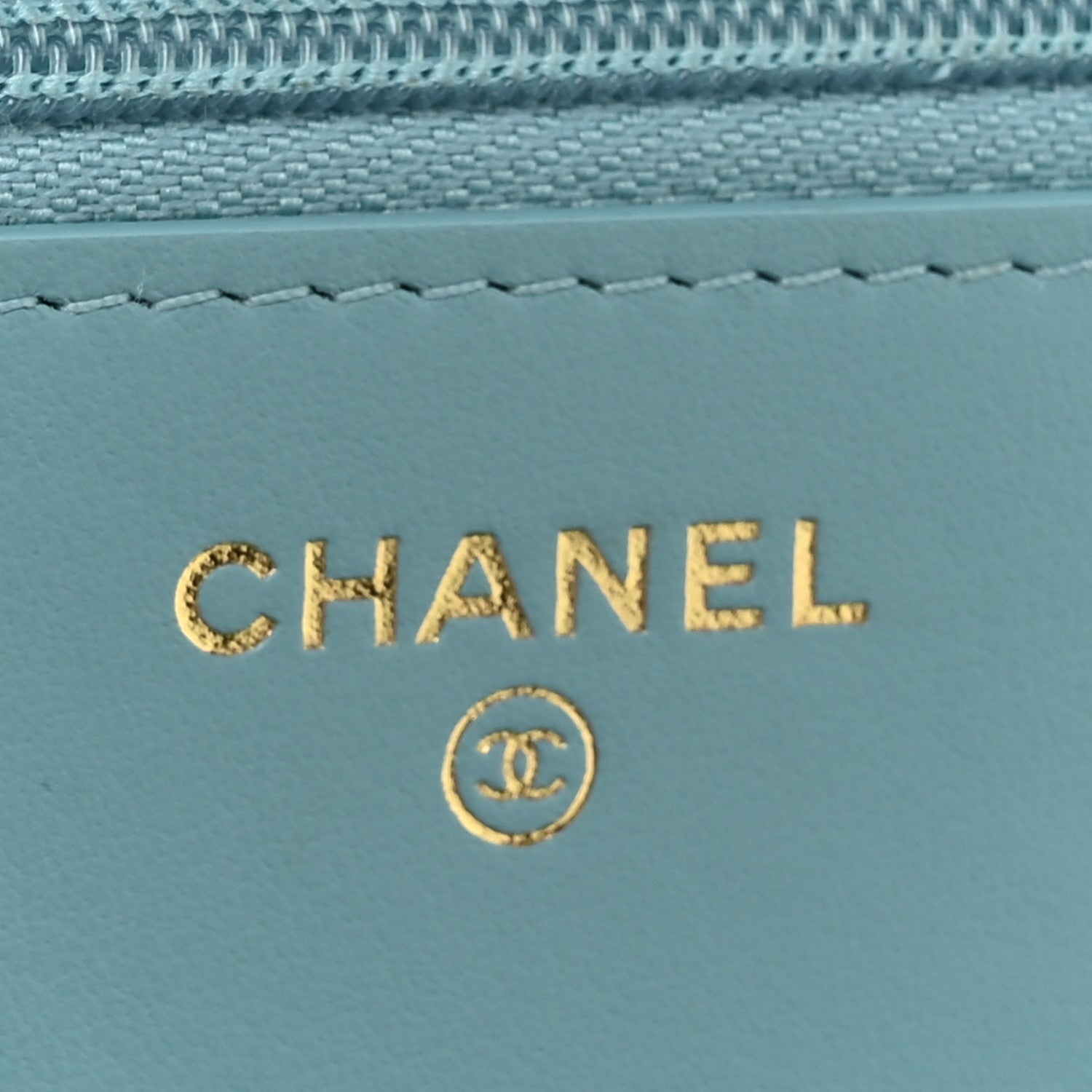 Chanel Caviar Quilted Glitter CC Roller Skate Wallet on Chain WOC Light Blue 6 of 14