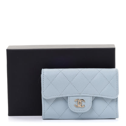 Chanel Caviar Quilted Flap Card Holder Wallet Light Blue 9 of 9