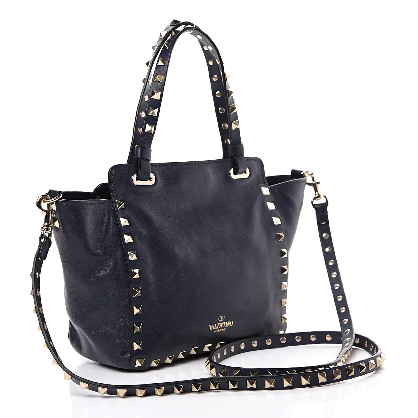 Vitello Mini Rockstud Tote Marine