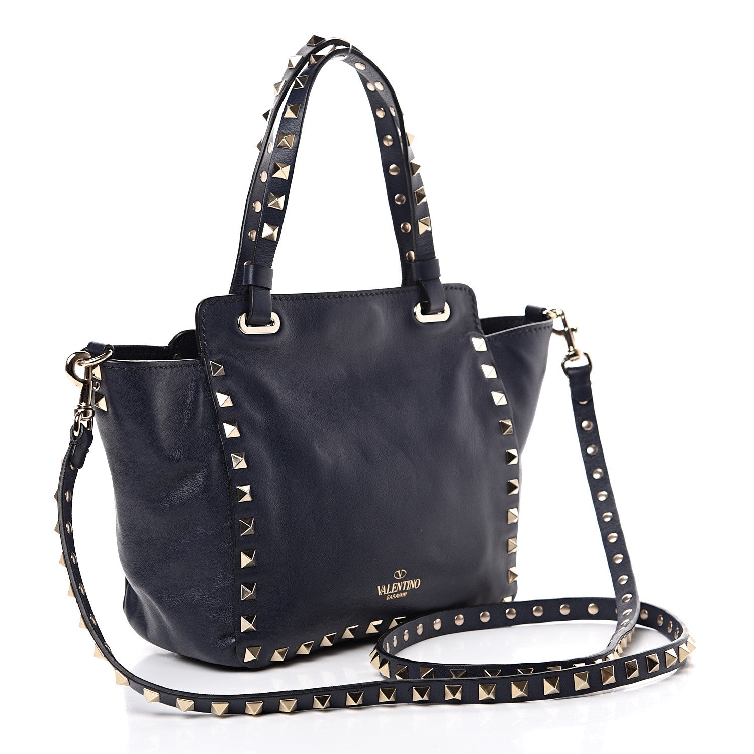 Valentino Garavani Vitello Mini Rockstud Tote Marine 2 of 14
