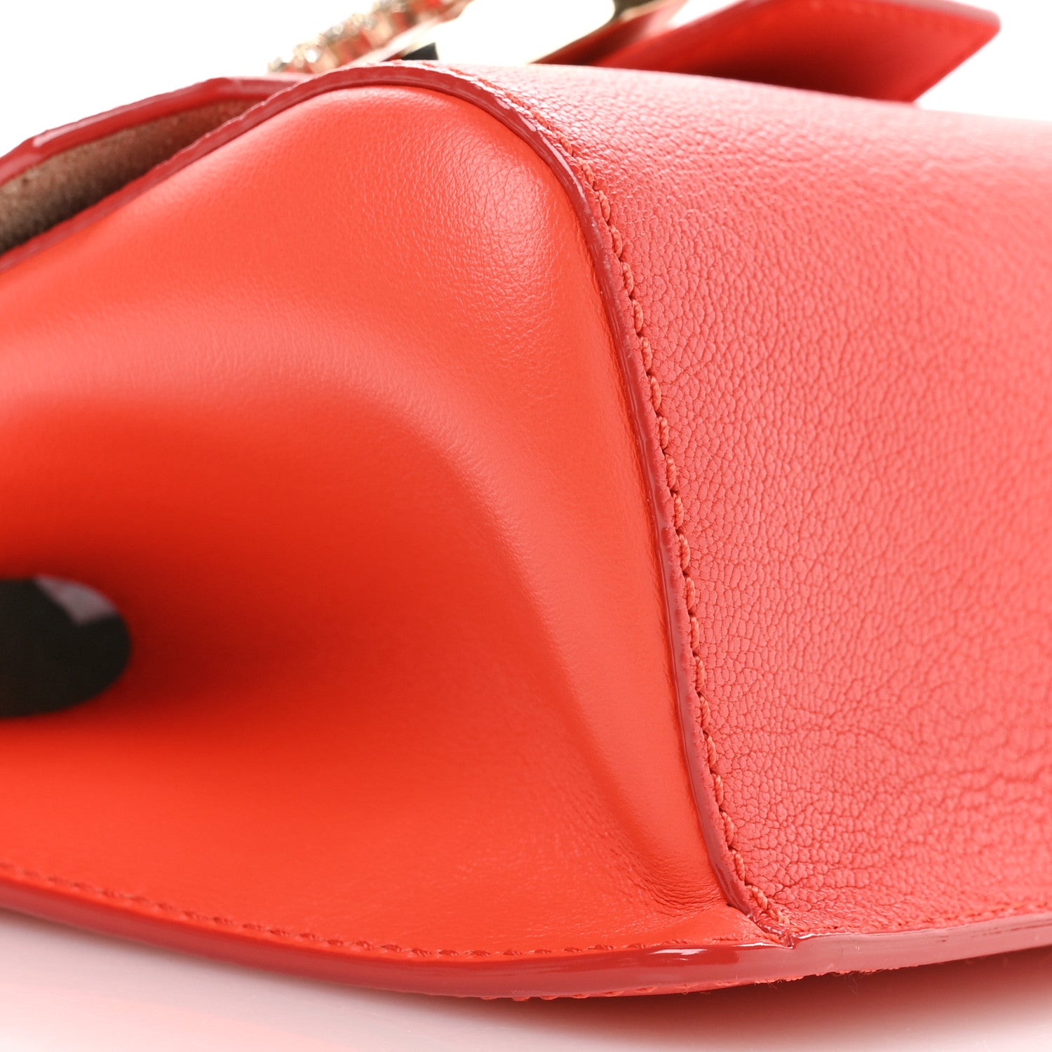 Jimmy Choo Goatskin Calfskin Crystal Mini Madeline Top Handle Satchel Mandarin Red 8 of 10
