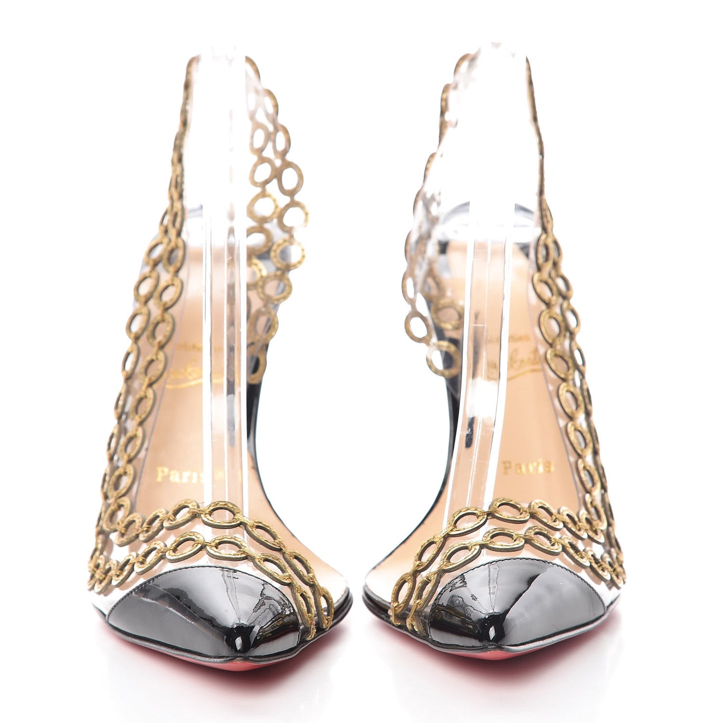 Patent PVC Malaika Half Dorsay 120 Pumps 37.5 Black Gold