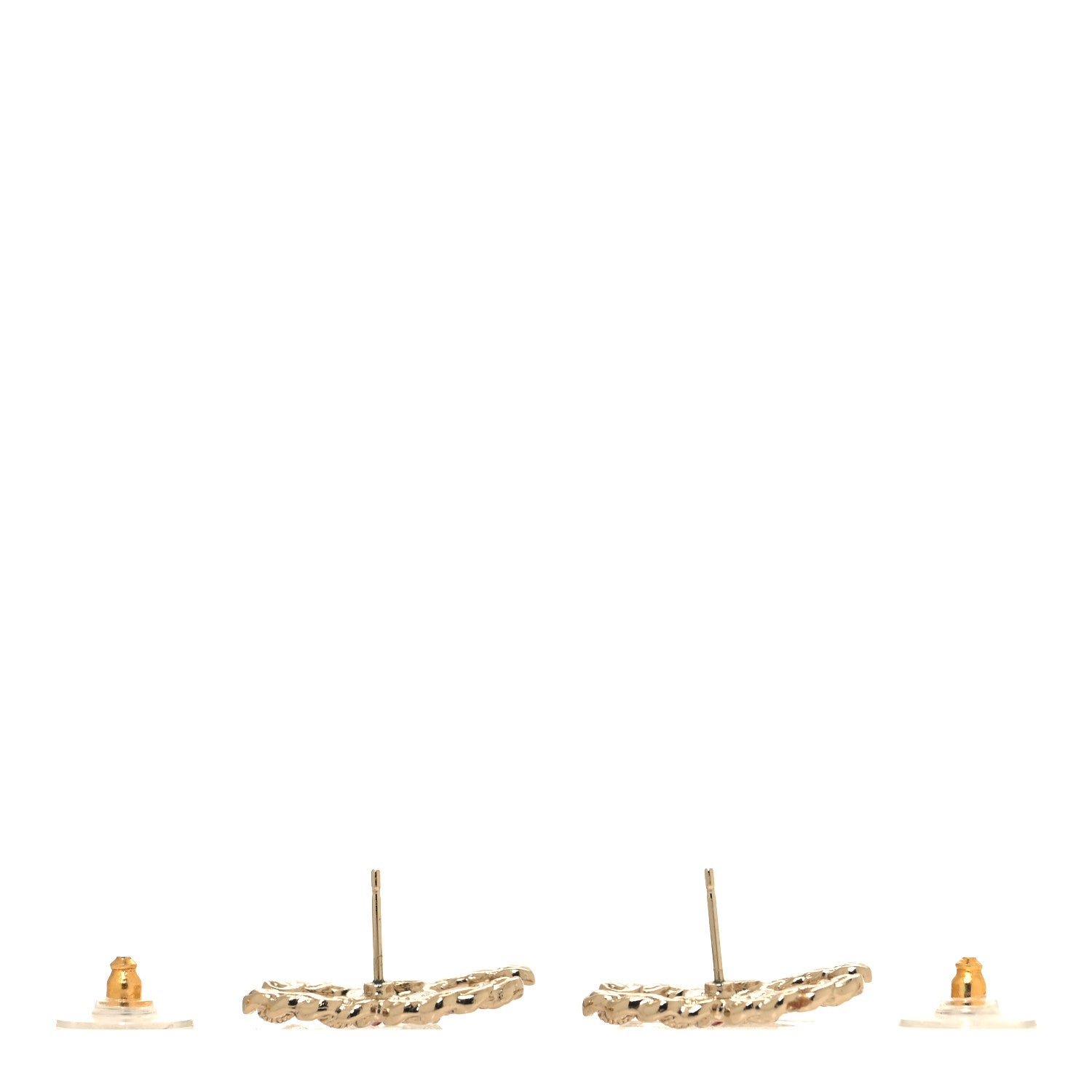 Chanel Enamel Metal Chain French New Wave CC Earrings Red Gold 3 of 5
