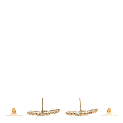 Chanel Enamel Metal Chain French New Wave CC Earrings Red Gold 3 of 5