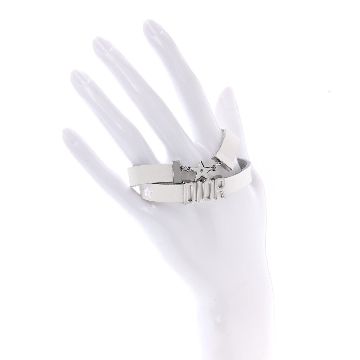 Christian Dior Calfskin Star Dior Double Bracelet White 2 of 4