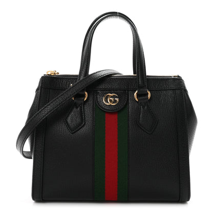 Gucci Textured Calfskin Web Small Ophidia Tote Bag Black 1 of 10