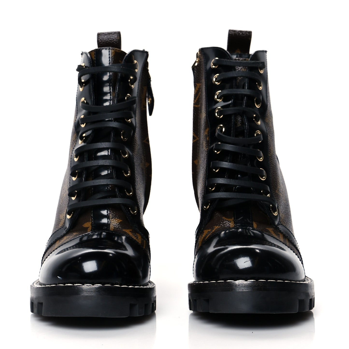Patent Calfskin Monogram Star Trail Ankle Boots 37.5 Black