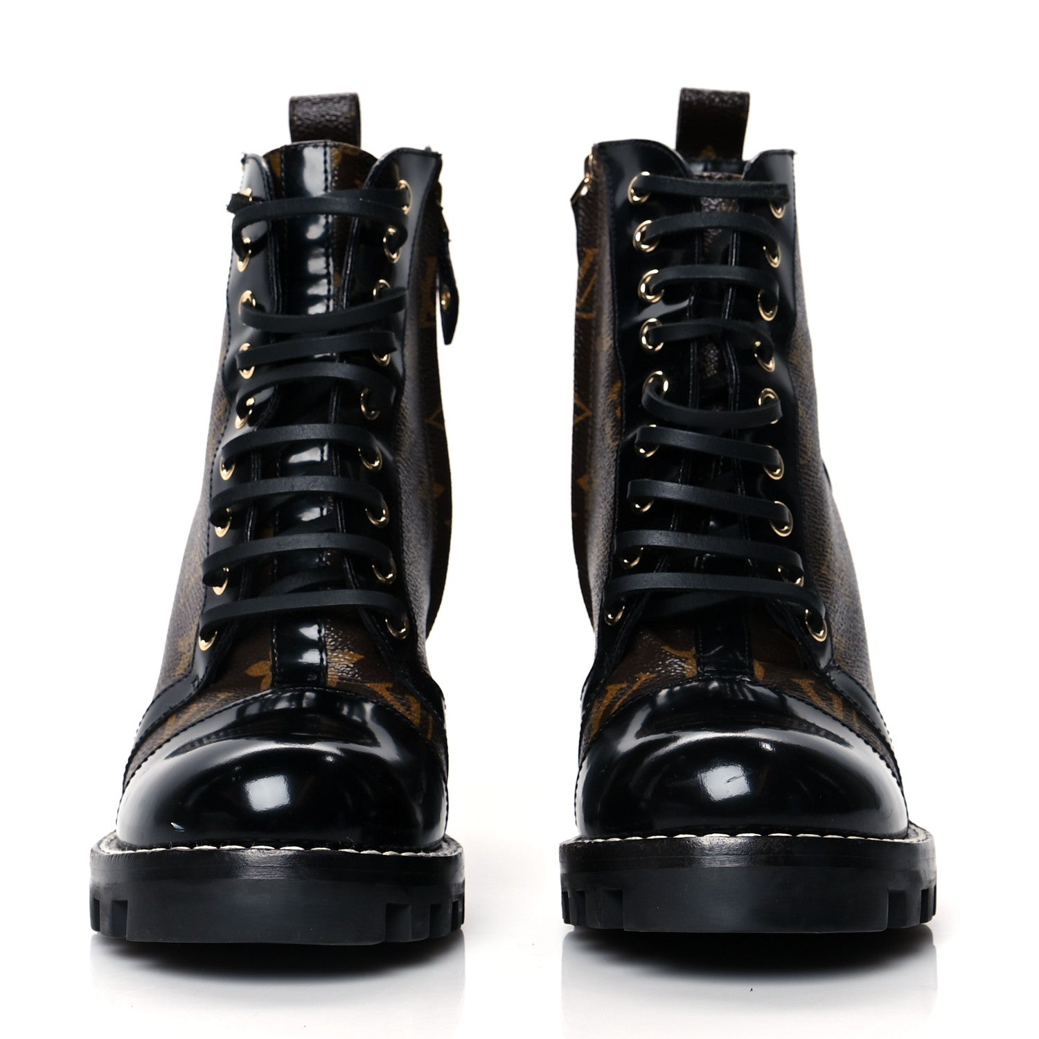 Louis Vuitton Patent Calfskin Monogram Star Trail Ankle Boots 37.5 Black 2 of 11