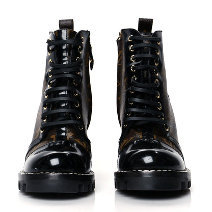 Louis Vuitton Patent Calfskin Monogram Star Trail Ankle Boots 37.5 Black 2 of 11