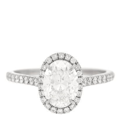 Tiffany Platinum Diamond 1.52ct Oval Cut Soleste Engagement Ring 52 6 1 of 5