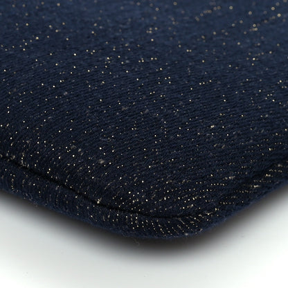 Chanel Lurex Canvas Medium Deauville Cosmetic Pouch Navy Blue Gold 10 of 11