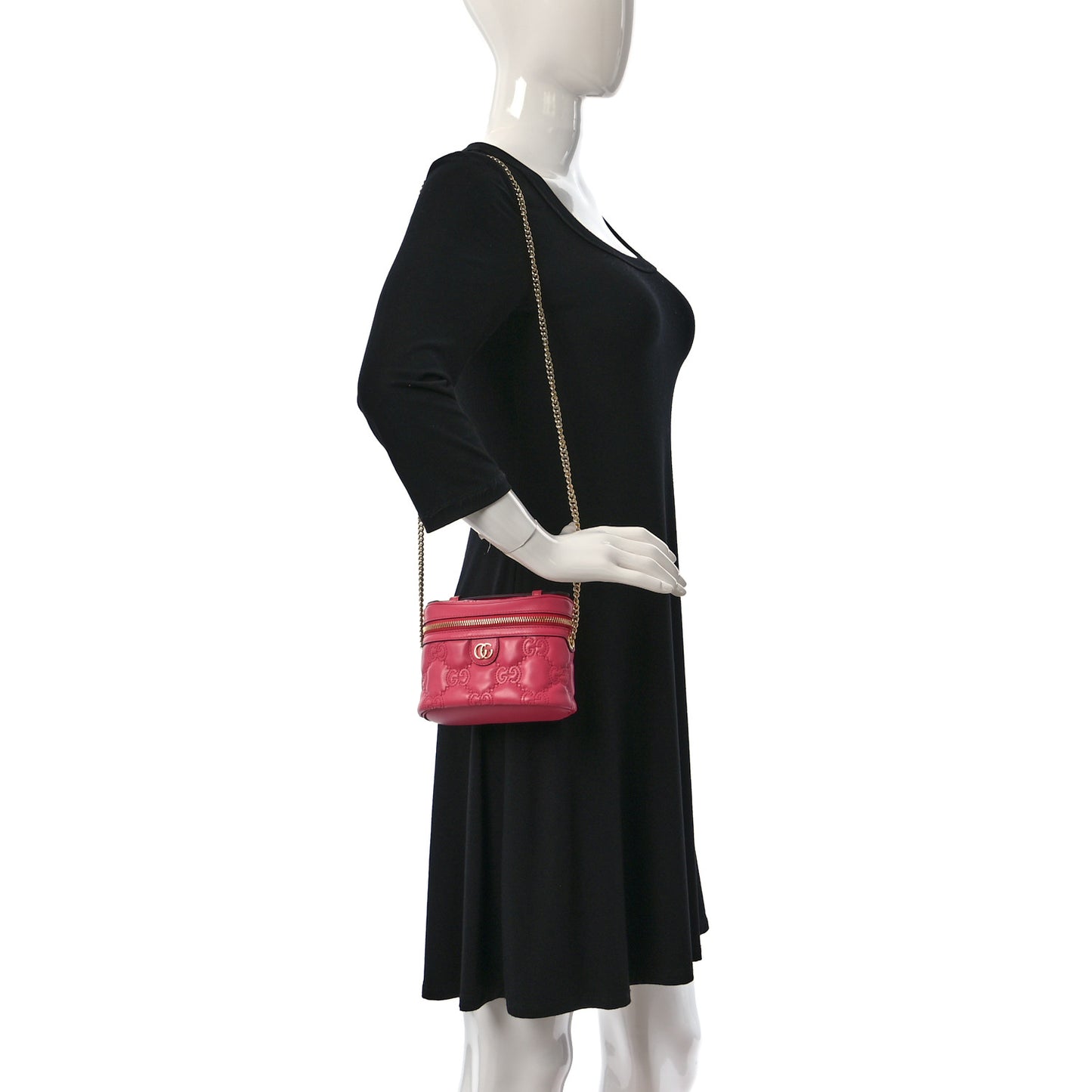 Calfskin GG Matelasse Mini Top Handle Bag Rhodamine Pink