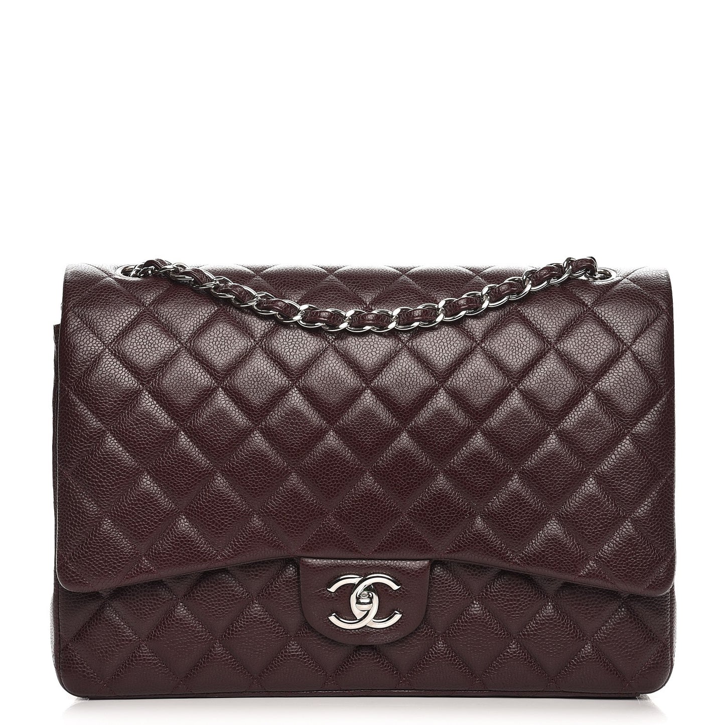 Caviar Quilted Maxi Double Flap Dark Purple