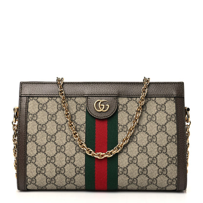 Gucci GG Supreme Monogram Web Small Ophidia Chain Shoulder Bag Brown 1 of 6