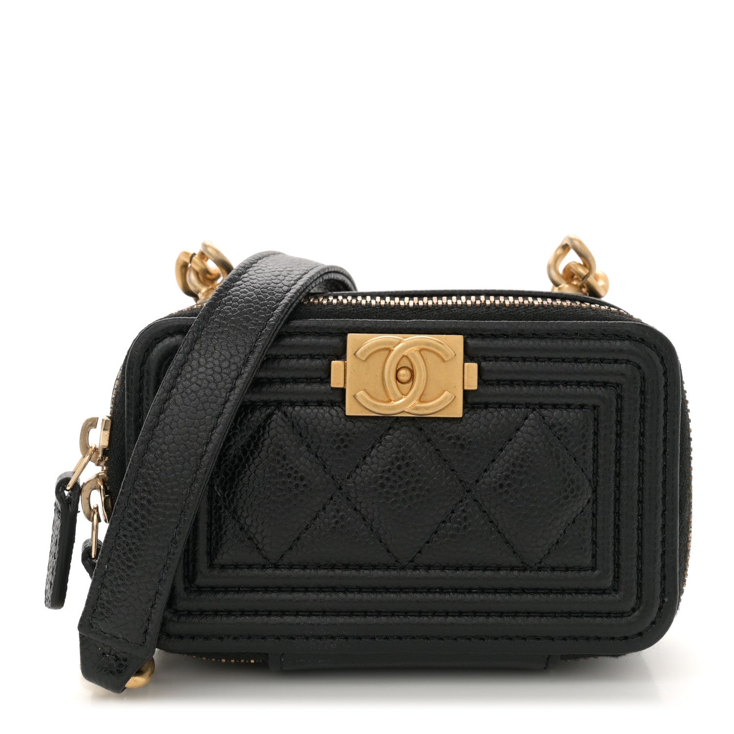 Chanel Caviar Quilted Mini Boy Clutch With Chain Black 1 of 10