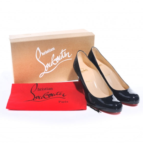 Christian Louboutin Patent Simple 70 Pumps 38 Navy 2 of 7