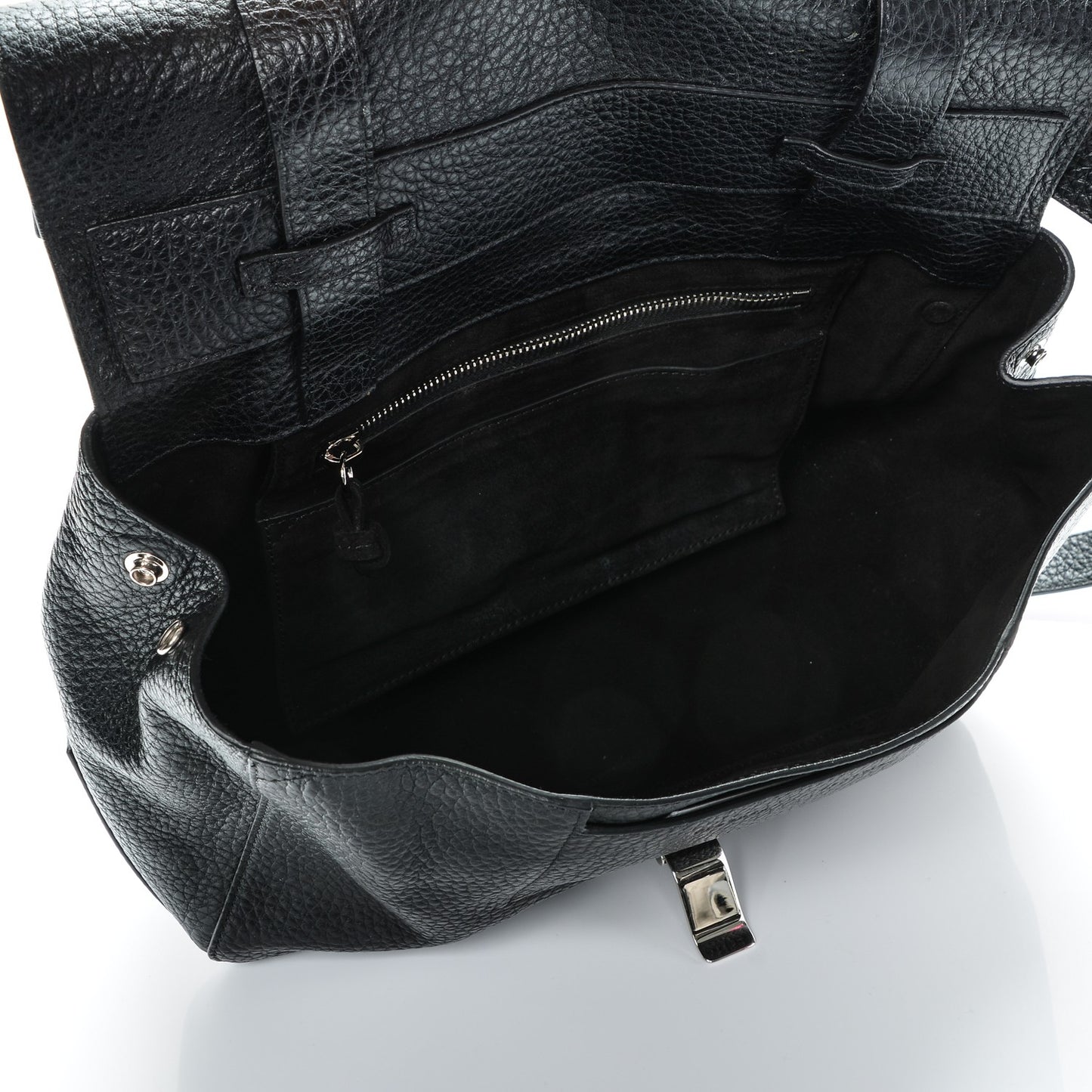 Pebbled Calfskin Double Sided PS Courier Bag Black