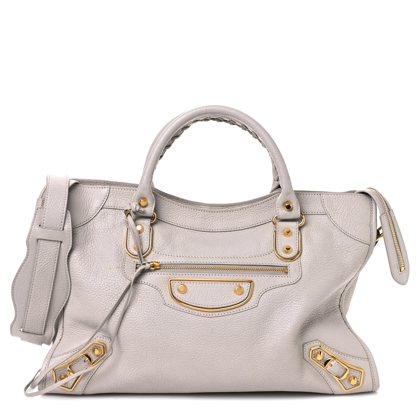 Chevre Gold Metallic Edge Hardware City Gris Clair Gris Perle