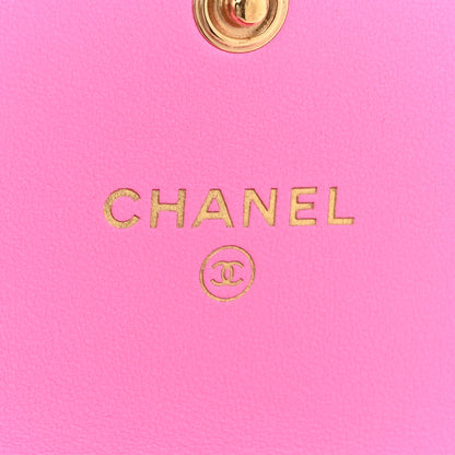 Chanel Denim Quilted Chanel 19 Flap Coin Purse With Chain Pink 6 of 14