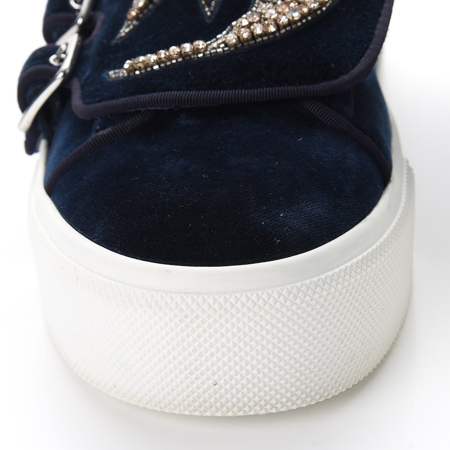 Velvet Crystal Moon Embellished Stars Buckles Platform Sneakers 40 Blue