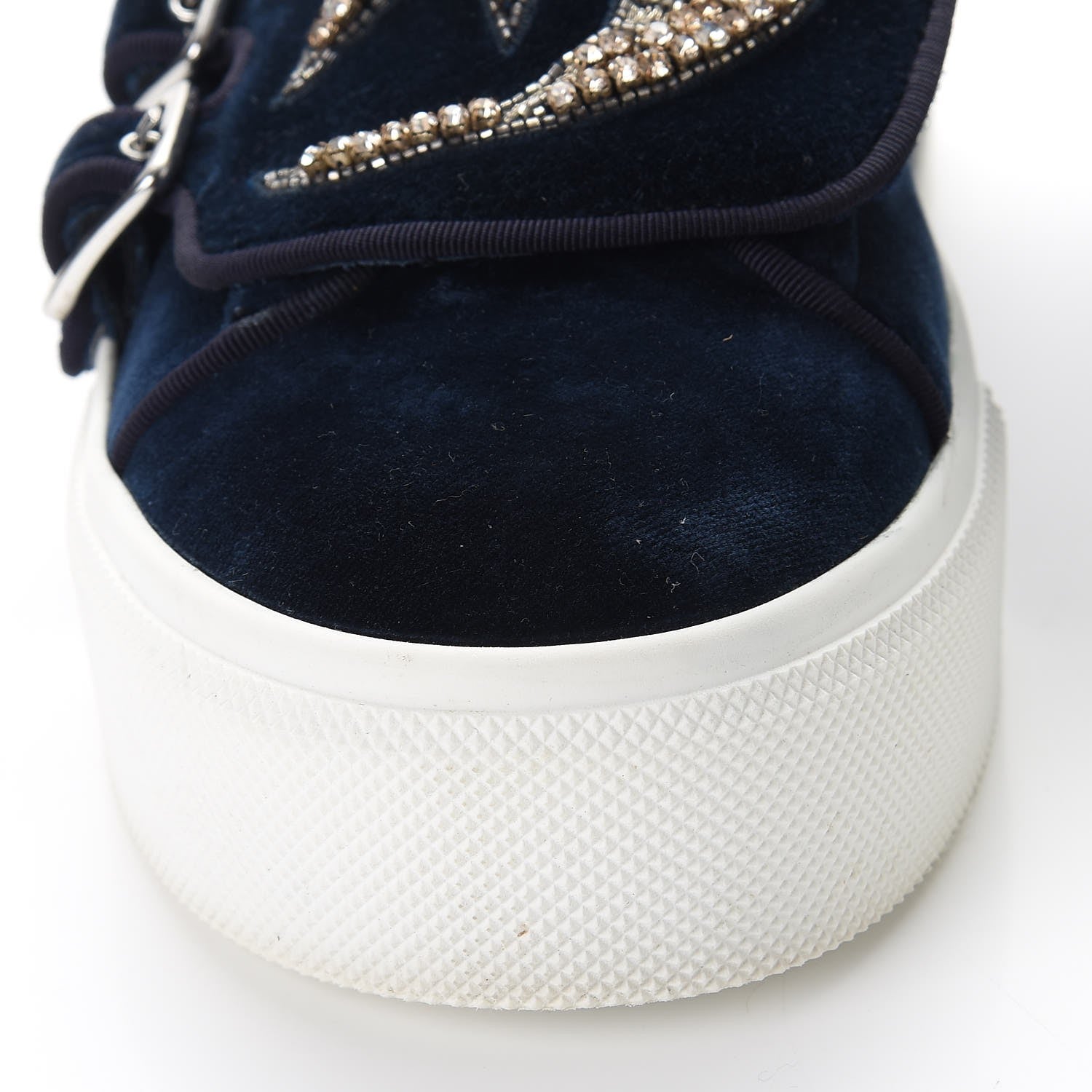Alexander McQueen Velvet Crystal Moon Embellished Stars Buckles Platform Sneakers 40 Blue 16 of 17