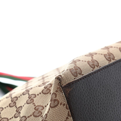 Gucci GG Monogram Medium Web Handle Bucket Tote Dark Brown 5 of 9