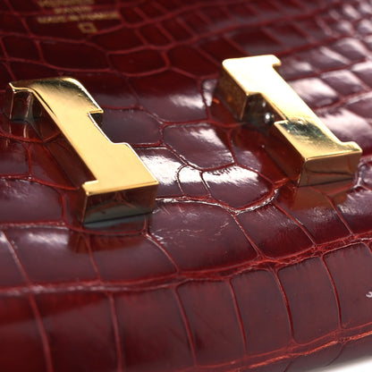 Hermes Shiny Alligator Constance Long Wallet Rouge Vif 9 of 10